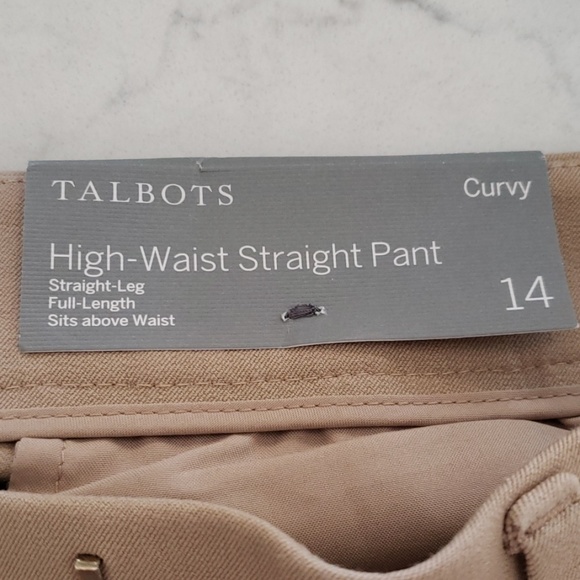 Talbots High Waist Curvy Straight Tan dress pants Sz 14 - Picture 6 of 10